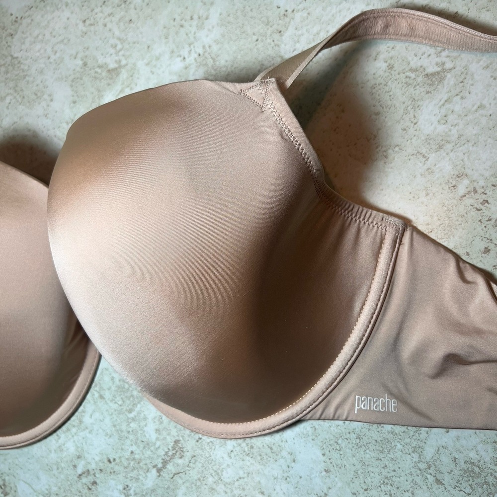 Panache 7326 Bra Porcelain Elan Plunge Color Nude Size 36J Underwire T Shirt EUC